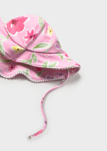Load image into Gallery viewer, Mayoral 2pc Pink Floral Sleeveless Swimsuit &amp; Hat Set
