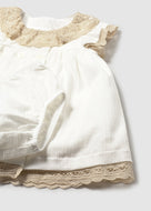 Mayoral Baby Girl White With Lace Trim Dress