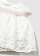 Mayoral Baby Girl White With Pink Ribbon Dress