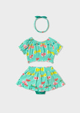Afbeelding in Gallery-weergave laden, Mayoral 3pc Baby Girl Turquoise Butterfly Print Top, Skirt &amp; Headband Set

