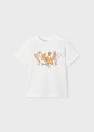 Mayoral Kid Boy White & Peach Animals Surfboard Tee