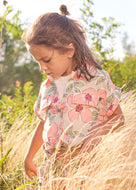 Mayoral 2pc Kid Girl Mandarin Top & Floral Crop Shirt Set