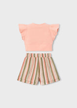 Cargar imagen en el visor de la galería, Mayoral 2pc Kid Girl Mandarin Crop Top &amp; Striped Short Set
