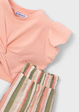 Cargar imagen en el visor de la galería, Mayoral 2pc Kid Girl Mandarin Crop Top &amp; Striped Short Set
