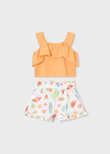 Cargar imagen en el visor de la galería, Mayoral 2pc Kid Girl Orange Top &amp; Beach Shorts Set
