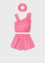 Load image into Gallery viewer, Mayoral 3pc Kid Girl Pink Crab Print Top, Shorts &amp; Hairband Set
