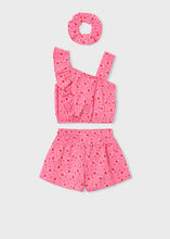 Load image into Gallery viewer, Mayoral 3pc Kid Girl Pink Crab Print Top, Shorts &amp; Hairband Set
