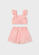 Mayoral 2pc Kid Girl Blossom Embroidered Flower Crop Top & Short Set