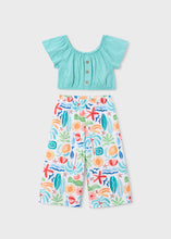 Cargar imagen en el visor de la galería, Mayoral 2pc Kid Girl Blue Top &amp; Beach Print Pants Set

