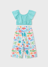 Cargar imagen en el visor de la galería, Mayoral 2pc Kid Girl Blue Top &amp; Beach Print Pants Set
