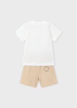 Load image into Gallery viewer, Mayoral 2pc Kid Boy White Goal Scorer Tee &amp; Beige Short Set
