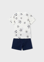 Load image into Gallery viewer, Mayoral 2pc Kid Boy White Ball Tee &amp; Navy Short Set
