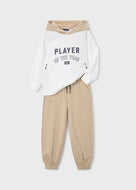 Mayoral 2pc Kid Boy Beige Player of the Year Hoodie & Jogger Set