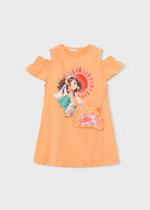 Mayoral Kid Girl Orange Dress With Crossbody Bag