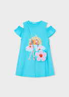 Mayoral Kid Girl Blue Surf Dress With Crossbody Bag