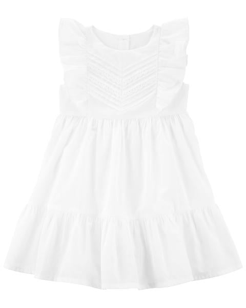 Vestido infantil OshKosh branco para meninas com ilhós