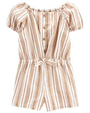 Afbeelding in Gallery-weergave laden, OshKosh Toddler Girl Brown Stripes Romper
