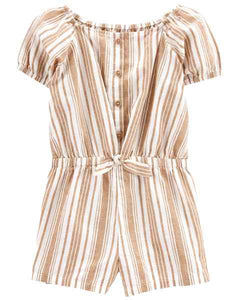 OshKosh Toddler Girl Brown Stripes Romper