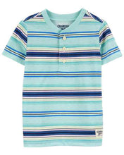 Load image into Gallery viewer, OshKosh Toddler Boy Blue Striped Henley Tee
