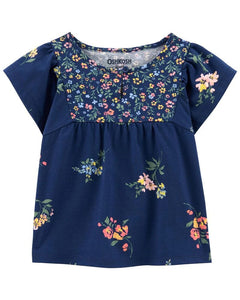 Oshkosh Toddler Girl Navy Floral Top