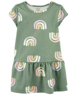 Carter's Toddler Girl Green Rainbow Knit Dress