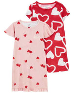 Carter's 2pc Toddler Girl Red Hearts Gowns Sleepwear Set