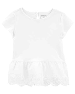 Oshkosh Toddler Girl White Eyelet Ruffle Top