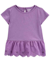 Afbeelding in Gallery-weergave laden, Oshkosh Toddler Girl Purple Eyelet Ruffle Top
