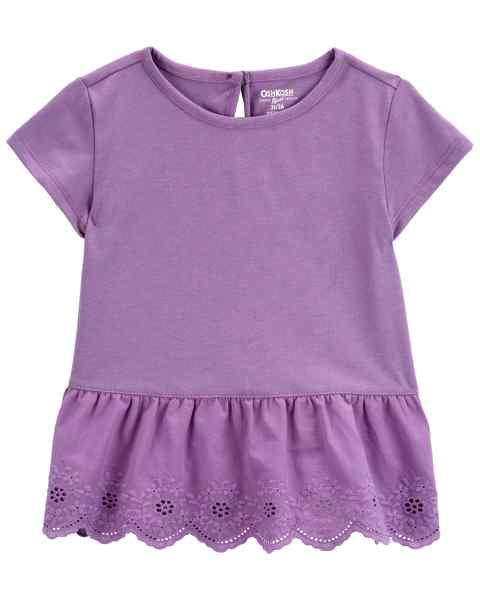 Oshkosh Toddler Girl Purple Eyelet Ruffle Top