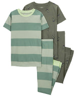 Carter's 4pc Toddler Boy Stripe Alligator Pajama Set