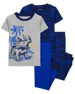 Carter's 4pc Toddler Boy Blue Dino Pajama Set