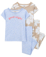 Carter's 4pc Toddler Girl Good Night Snug Fit Cotton Pajama Set