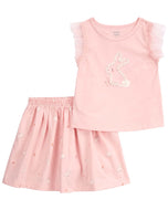 Carter's 2pc Toddler Girl Pink Bunny Top and Skort Set