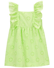 Carregar imagem no visualizador da galeria, Carter&#39;s Toddler Girl Lime Eyelet Flutter Dress
