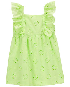 Carter's Toddler Girl Lime Eyelet Flutter Dress