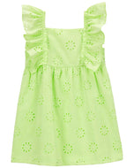 Carter's Kid Girl Lime Eyelet Flutter Dress