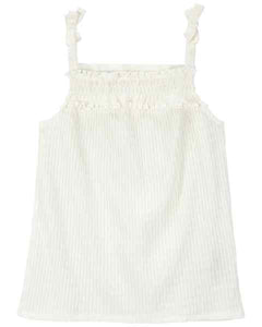 Oshkosh Toddler Girl Cream Textured Smocked Tank Top