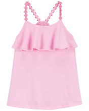 Cargar imagen en el visor de la galería, Oshkosh Toddler Girl Pink Flower Strap Ruffle Tank Top
