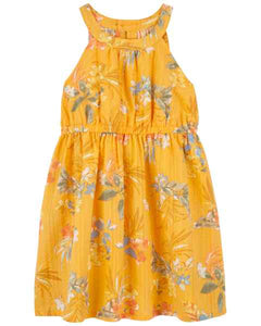 OshKosh Toddler Girl Yellow Floral Seersucker Dress