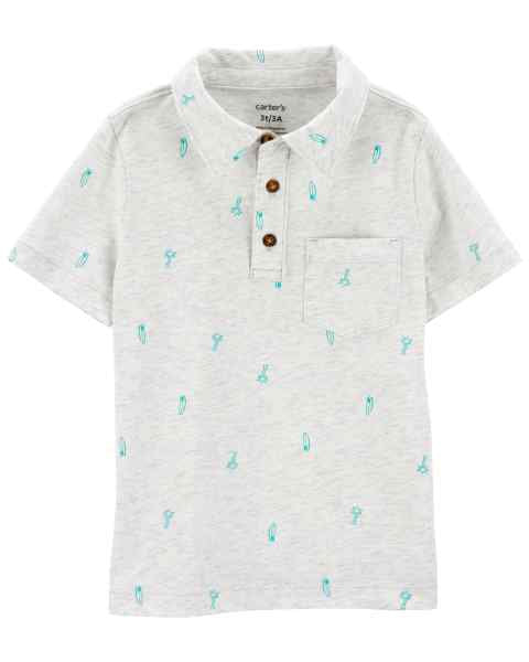 Carter's Toddler Boy Gray Surf print Polo