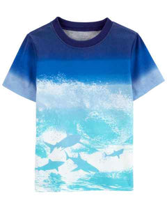 OshKosh Toddler Boy Multi Color Waves Shark Tee