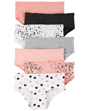 Afbeelding in Gallery-weergave laden, Carter&#39;s 7pc Kid Girl Black/White/Pink Stretch Cotton Briefs
