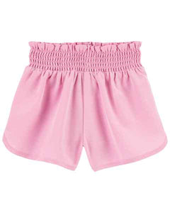 OshKosh Toddler Girl Pink Smocked Shorts in Moisture Moisture Wicking Active Fabric