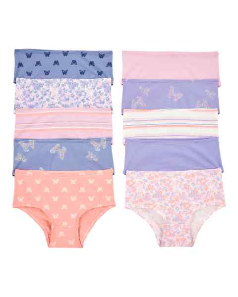 Carter's 10pc Kid Girl Lilac Floral Stretch Cotton Briefs