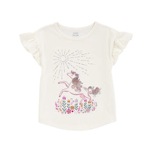 Carter's Toddler Girl Ivory Horse Flower Print Top