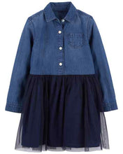 Cargar imagen en el visor de la galería, OshKosh Toddler Girl Navy Chambray Tulle Dress
