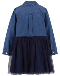 OshKosh Toddler Girl Navy Chambray Tulle Dress