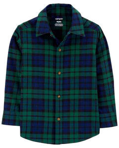 Carter's Toddler Boy Blue Green Plaid Twill Button-Front Shirt