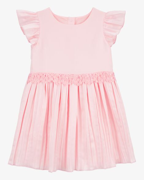 OshKosh Toddler Girl Pink Flutter Pleated Dress