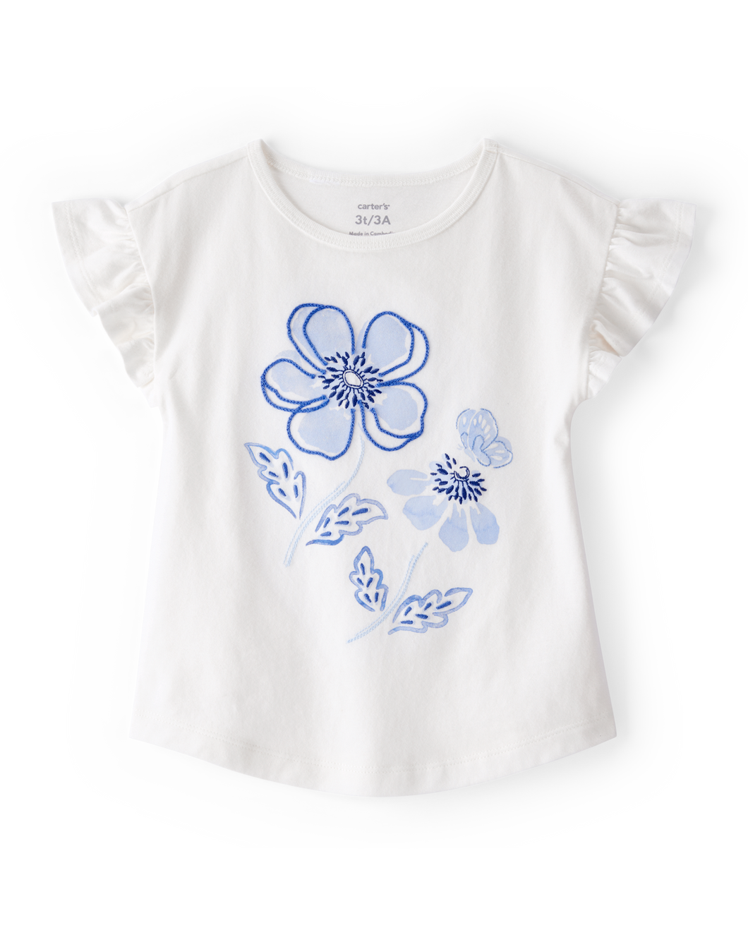 Carter's Toddler Girl White/ Blue Floral Tee